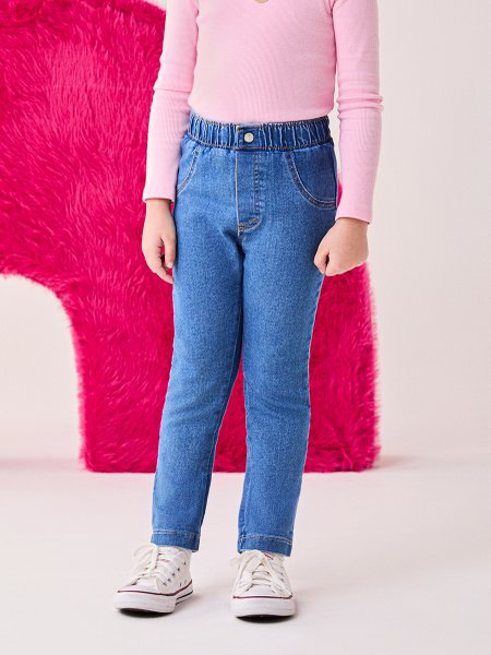 Calça Jeans Infantil Menina Bimbi com Elástico na Cintura