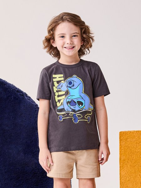 Camiseta Infantil Menino Bimbi do Stitch Disney