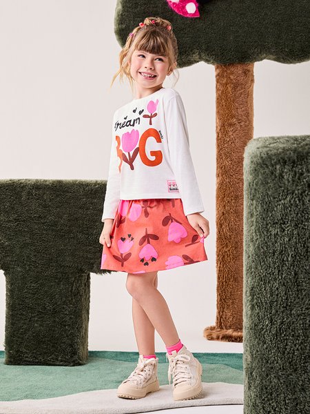 Conjunto Infantil Menina Bimbi Manga Longa de Tulipas