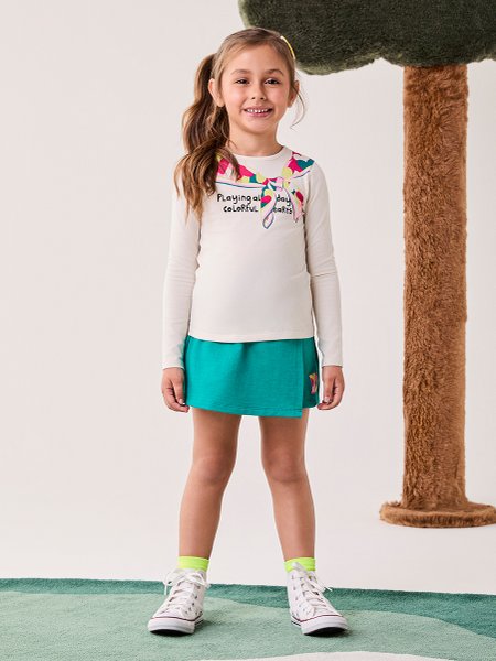 Conjunto Infantil Menina Bimbi Manga Longa Estampado