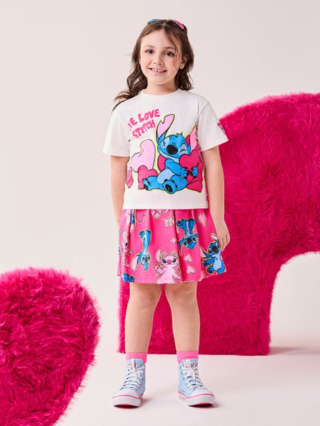 Conjunto Infantil Menina Bimbi do Stitch Disney