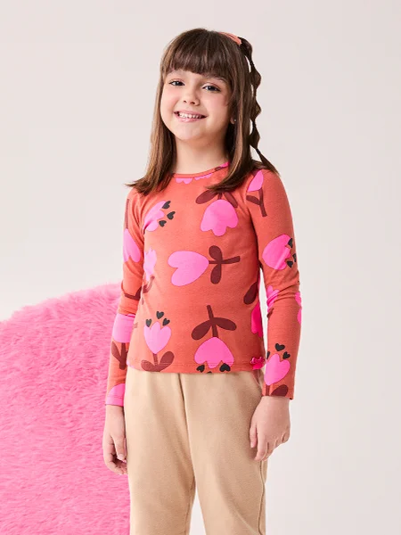 Blusa Infantil Menina Bimbi Manga Longa de Tupilas