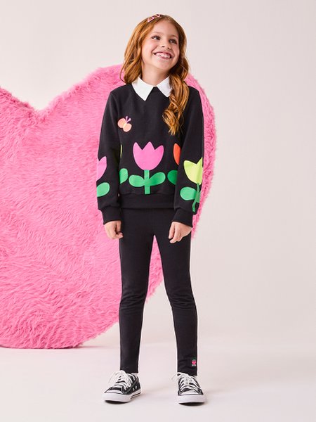 Conjunto Infantil Menina Bimbi Preto de Jardim