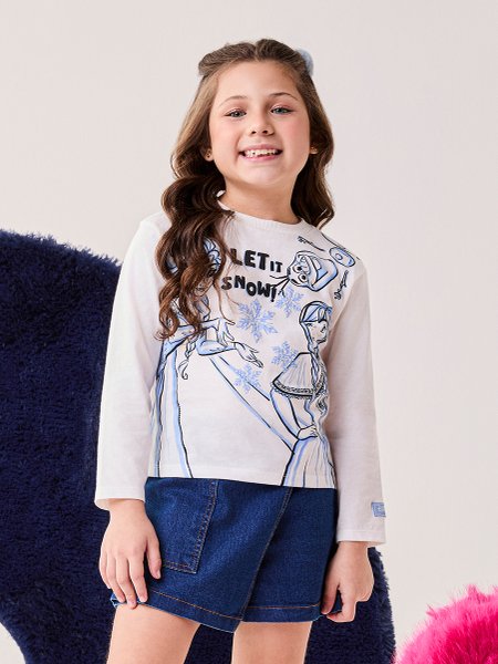 T-Shirt Infantil Menina Bimbi Frozen Disney com Strass