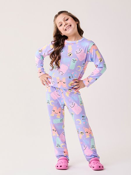 Conjunto Pijama Infantil Menina Bimbi de Suede Estampado