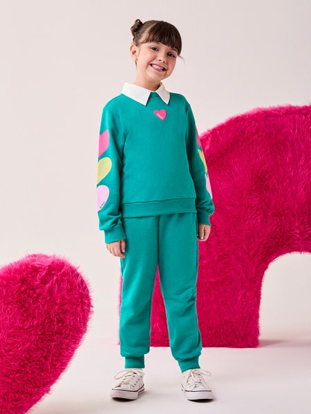 Conjunto Infantil Menina Bimbi de Moletom Verde