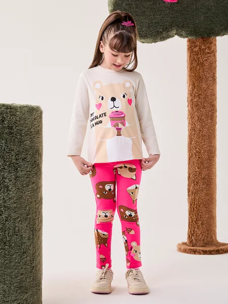 Conjunto Infantil Menina Bimbi Manga Longa Estampado