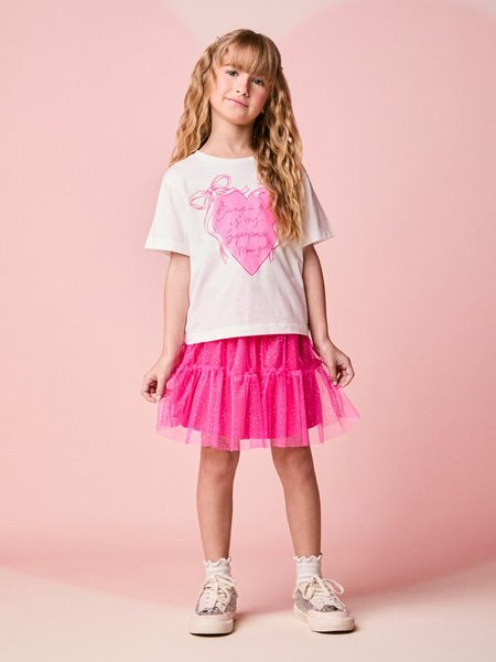 Conjunto Infantil Menina de Coração com Glitter