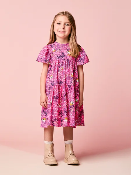 Vestido Infantil Menina Florido da Daisy Duck