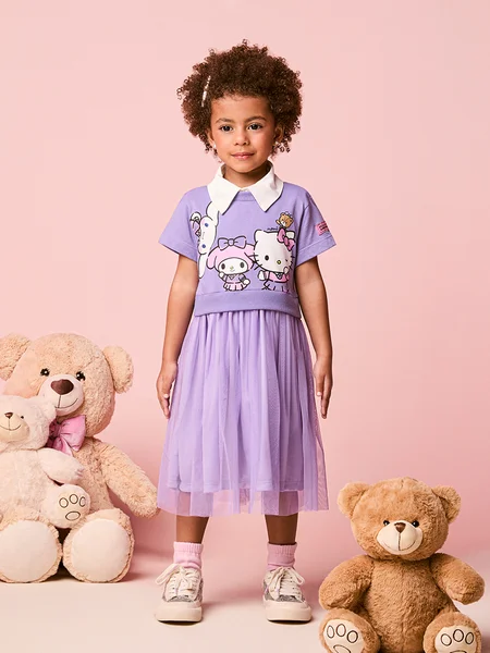 Vestido Infantil Menina Manga Curta da Hello Kitty