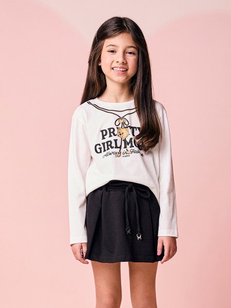 Blusa Menina Infantil Manga Longa de Ursinho com Strass
