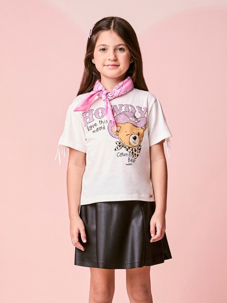 Blusa Menina Infantil com Franjas de Country Bear