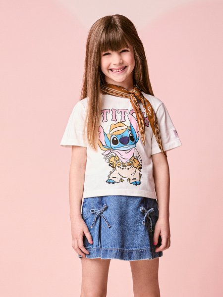 Blusa Menina Infantil com Franjas do Stitch