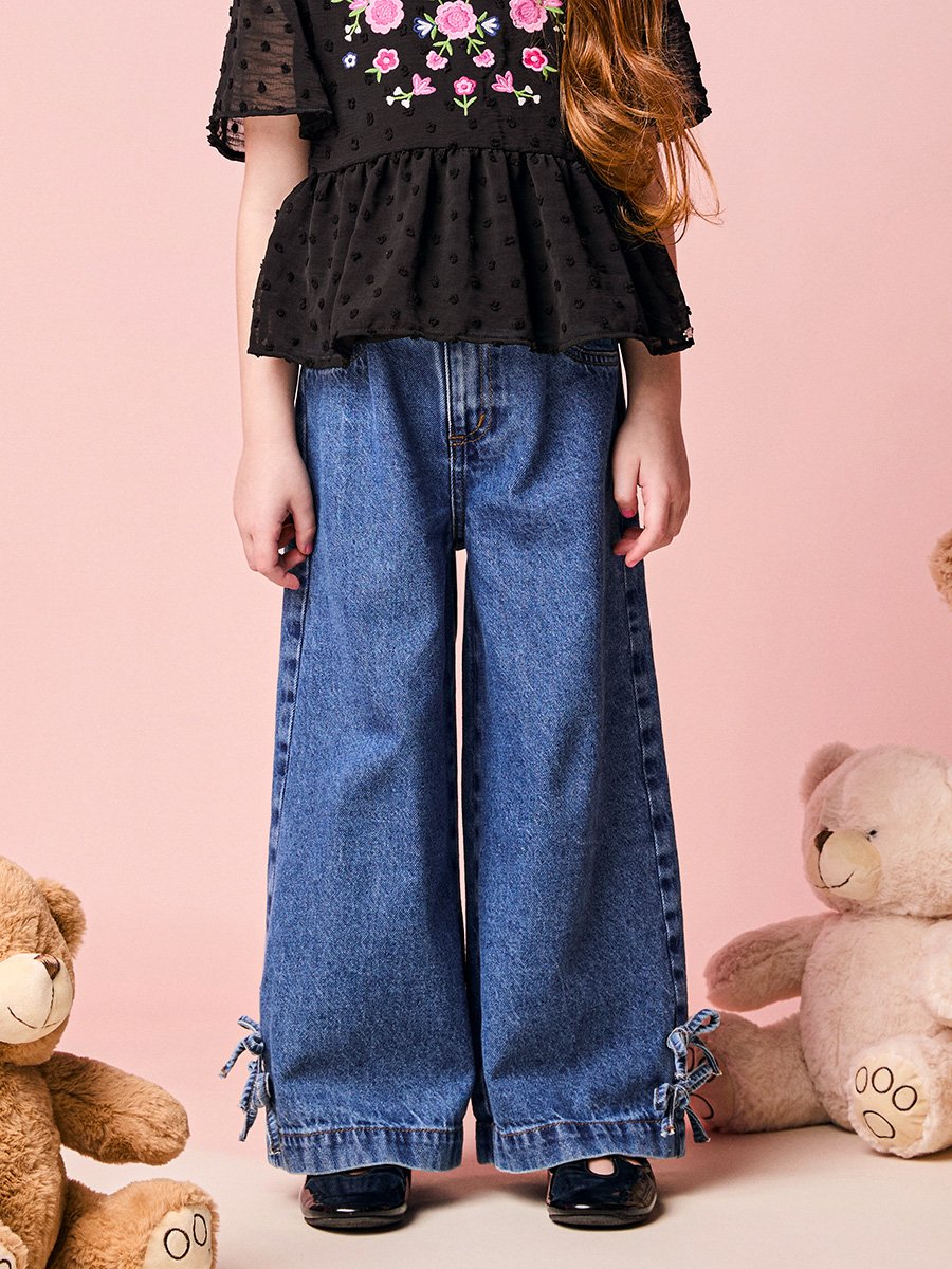 Blusa Menina Infantil de Manga Bufante com Bordado