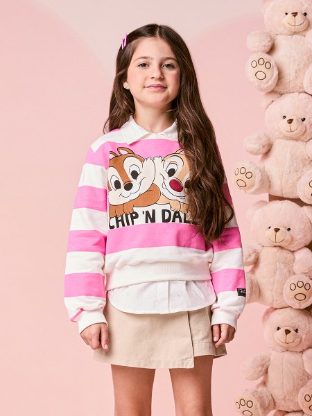 Casaco Infantil Menina Listrado do Tico e Teco