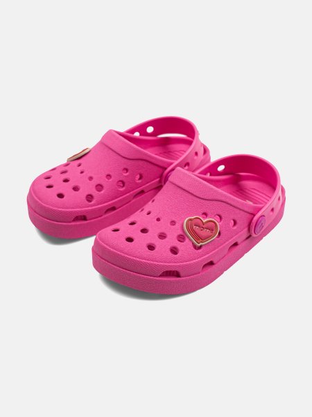 Chinelo Clog Menina Rosa com Patch de Coração