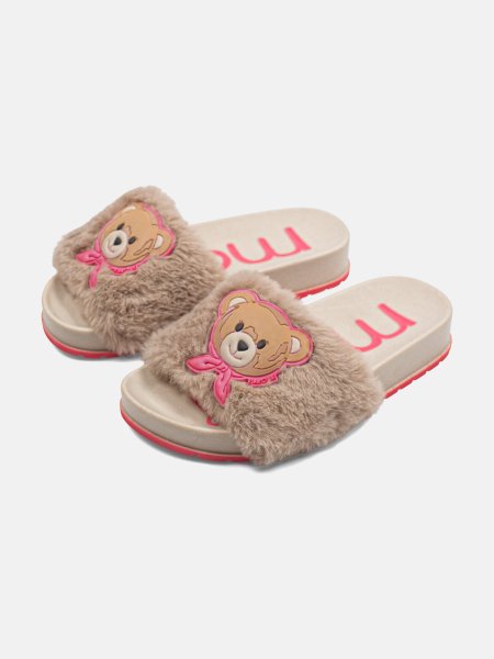 Chinelo Slide Menina Felpudo de Ursinho
