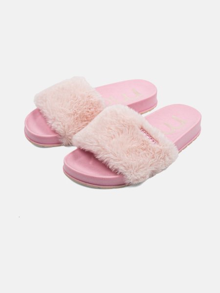 Chinelo Slide Menina Felpudo Rosa