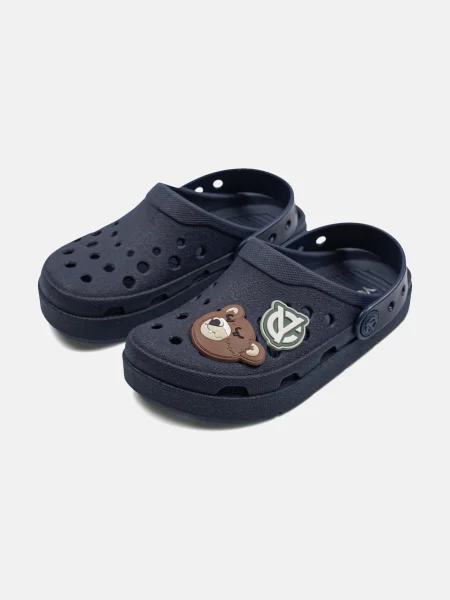 Chinelo Clog Menino Azul com Patch de Ursinho