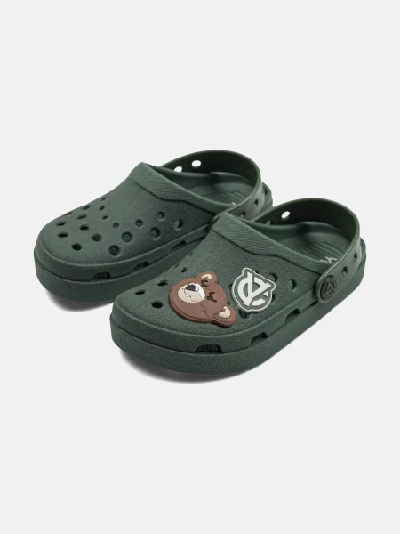 Chinelo Clog Menino Verde com Patch de Ursinho