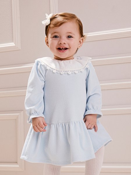 Vestido Infantil Menina Animê e Gola Bordada