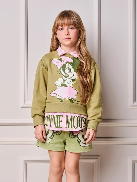 Casaco Infantil Menina Animê de Moletom com Barra da Minnie