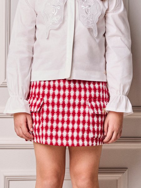 Short Saia Infantil Menina Animê de Tweed Cherry