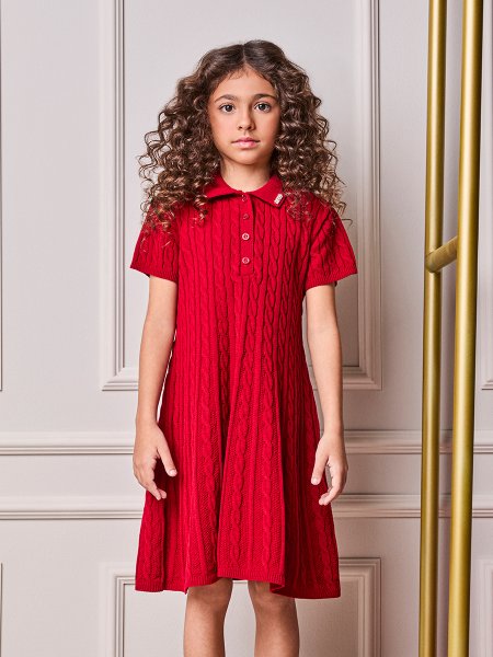 Vestido Infantil Menina Animê de Tricot Cherry
