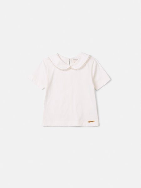 Blusa Infantil Menina Animê com Gola e Pérolas