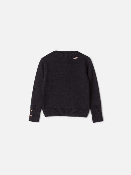Blusa Infantil Menina Animê de Tricot com Botões Dourados
