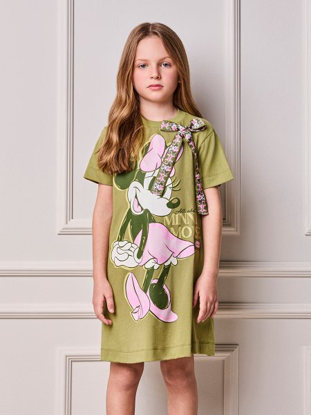 Vestido Infantil Menina Animê da Minnie com Laço