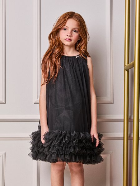 Vestido Infantil Menina Animê Tule com Babados