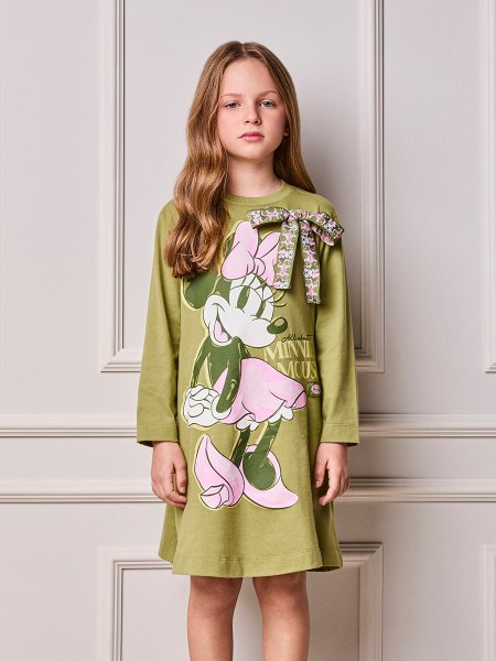 Vestido Infantil Menina Animê da Minnie com Laço