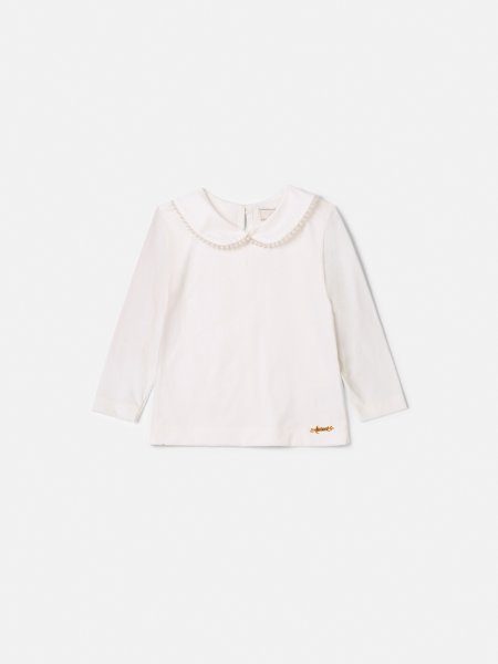 Blusa Infantil Menina Animê Gola Boneca com Pérolas