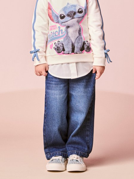 Calça Menina Jeans Pantalona Infantil com Pingente