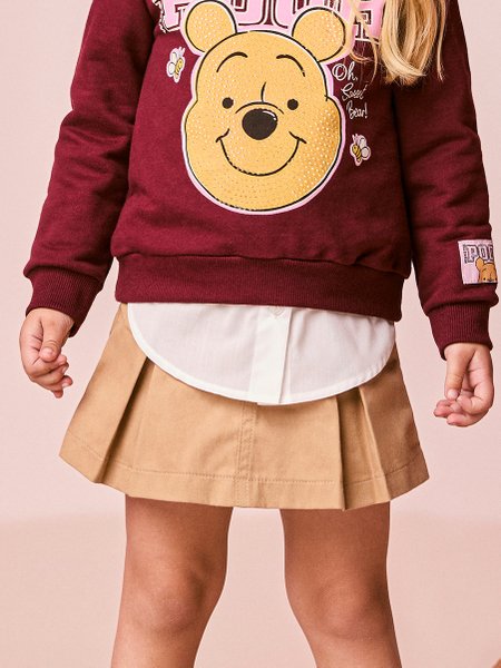 Short Menina Saia Infantil Menina de Sarja com Pregas