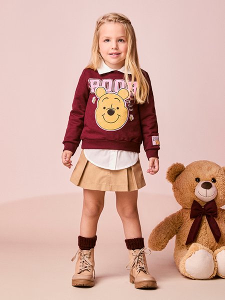 Short Menina Saia Infantil Menina de Sarja com Pregas