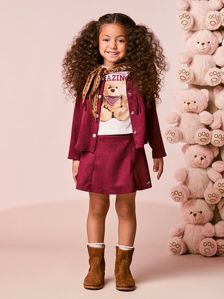 Jaqueta Infantil Menina em Suede com Franjas