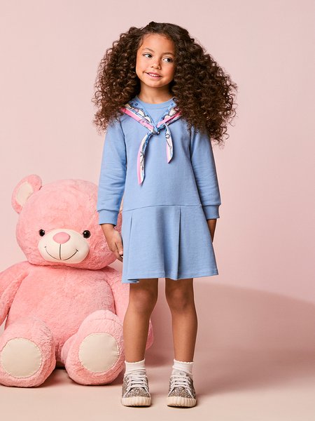 Vestido Infantil Menina em Moletom com Lenço