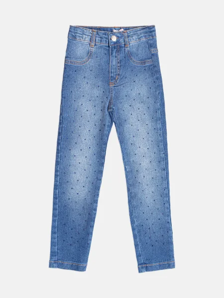 Calça Infantil Menina Jeans com Strass