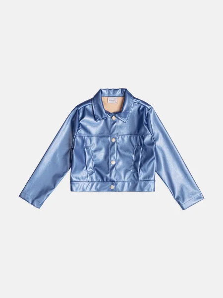 Jaqueta Infantil Menina de Fake Leather Metalizado