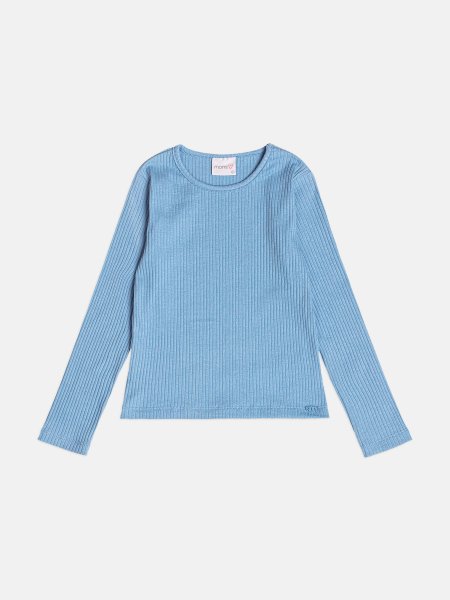 Blusa Menina Infantil Básica Azul Canelada