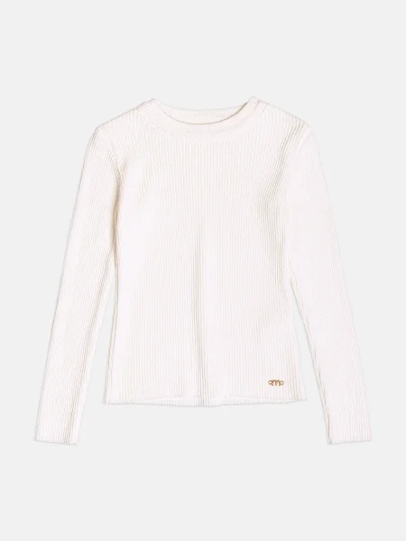 Blusa Menina Infantil Off White Básica de Tricot