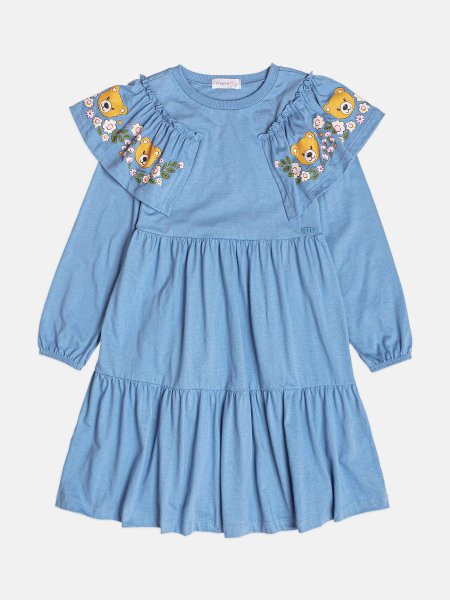 Vestido Infantil Menina de Ursinhos com Babado