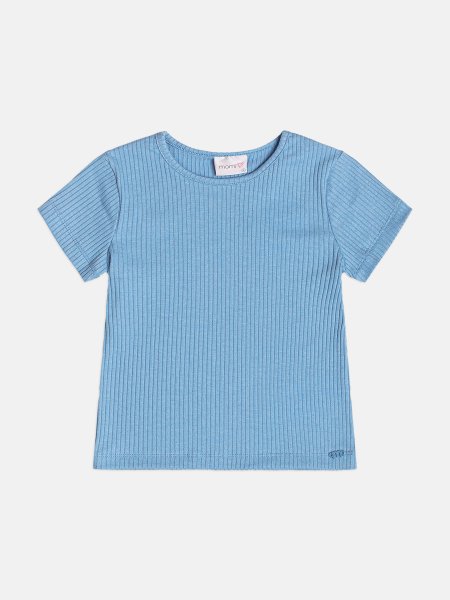 Blusa Menina Infantil Canelada Azul Básica