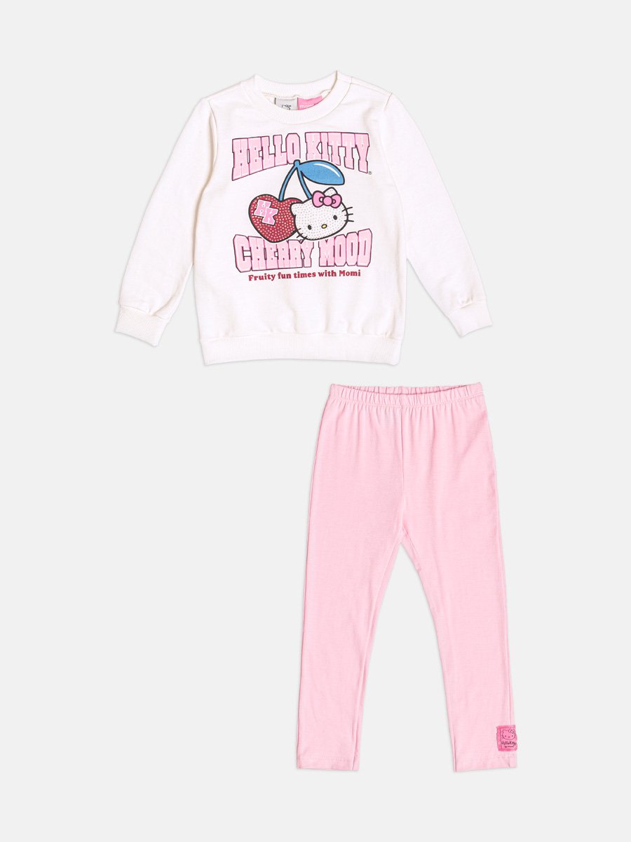 【(・㉨・) 】andmaryLamiaknitsetminidress Conjunto Infantil Menina de Moletom da Hello Kitty com Strass
