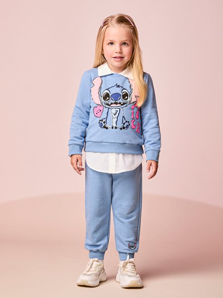 Conjunto Infantil Menina de Moletom do Stitch