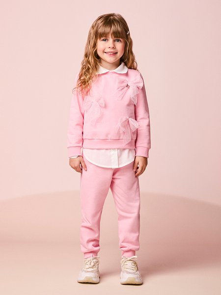 Conjunto Infantil Menina de Moletom com Laços de Tule