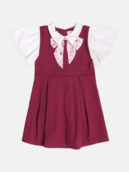 Vestido Infantil Menina Manga Curta de Moletom com Laço