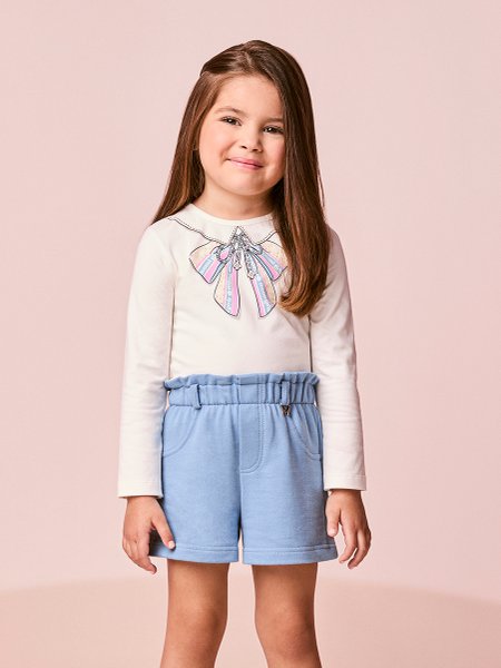 Conjunto Infantil Menina Manga Longa com Estampa de Laço